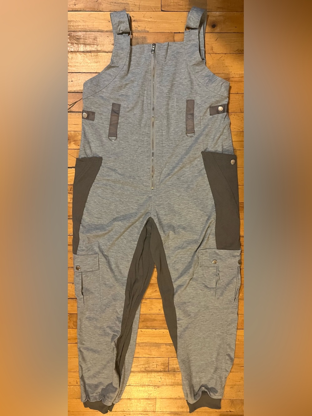Cherfly Women's Knit Overalls Jumpsuit  Size Medium Grey NWOT